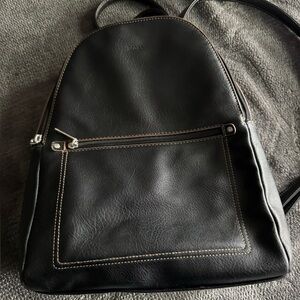 Roots Black Leather Backpack